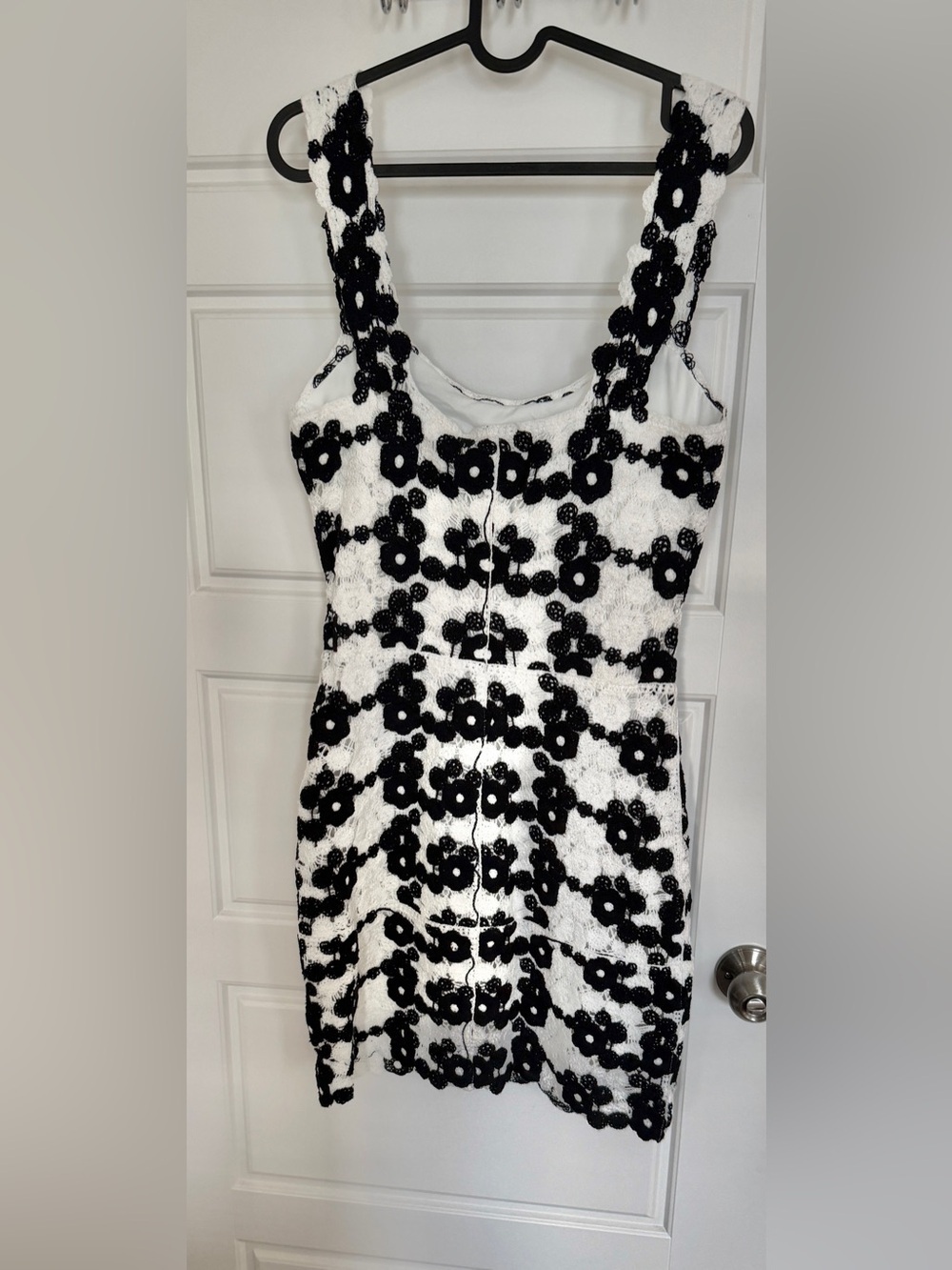 Avec Les Filles Black and White Floral Crochet Mini Dress - Picture 6 of 8